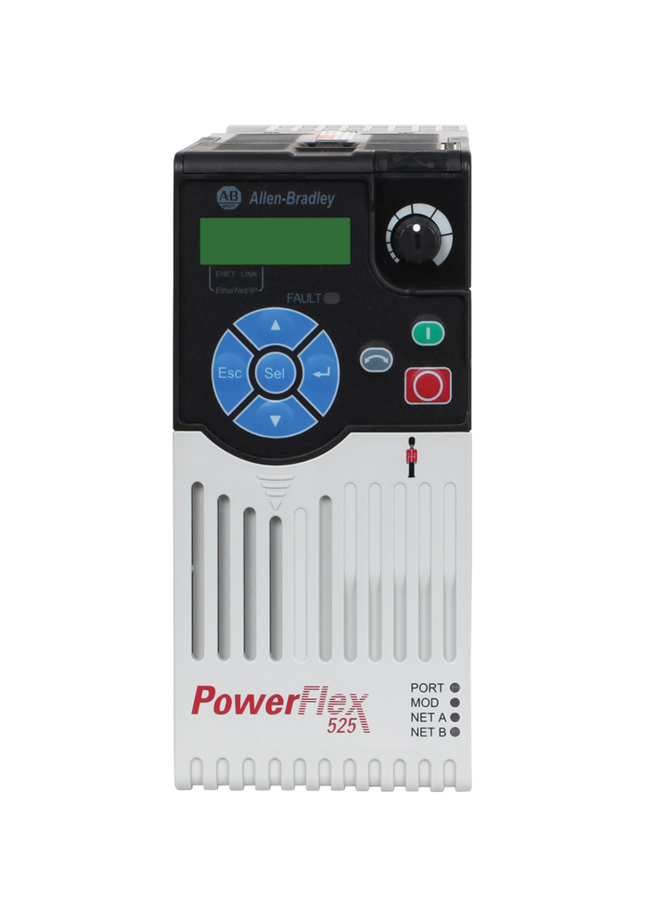 PowerFlex 525 AC Drive, with Embedded EtherNet/IP and Safety, 240 VAC, 1 Phase, 0.5 HP, 0.4 kW Normal Duty; 0.5 HP, 0.4 kW Heavy Duty, Frame A, IP20 NEMA / Open Type, Filter