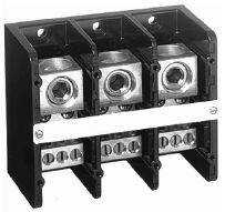 1492 Power Block, Copper Connector Block, 3-Pole, Copper, 1 Opening Line Side, 6 Openings Load Side, 380 Amps