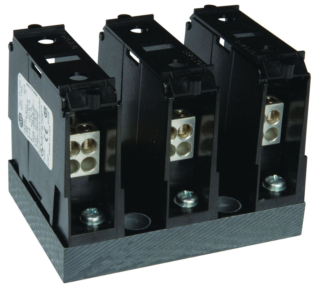 1492 Power Block, Feeder Spacing Power Distribution Block, 3-Pole,, 1 Opening Line Side, 4 Openings Load Side, 175 Amps