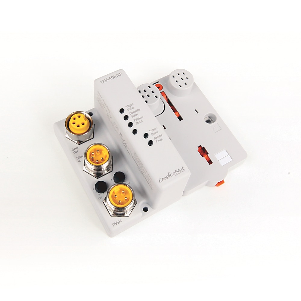 1738 ArmorPoint Communication Adaptor, DeviceNet, Mini Connector - Pass-Through, Input Voltage Range: 10-28V DC Field Side Power Requirements: 24 V DC (+20% = 28.8V DC) @ 400mA - 8.0W Power Consumption(W) at 24V: 8.0W Inrush Current: 6 A for 10ms Power Di