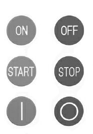 10-printed pushbutton inserts: Green "START"