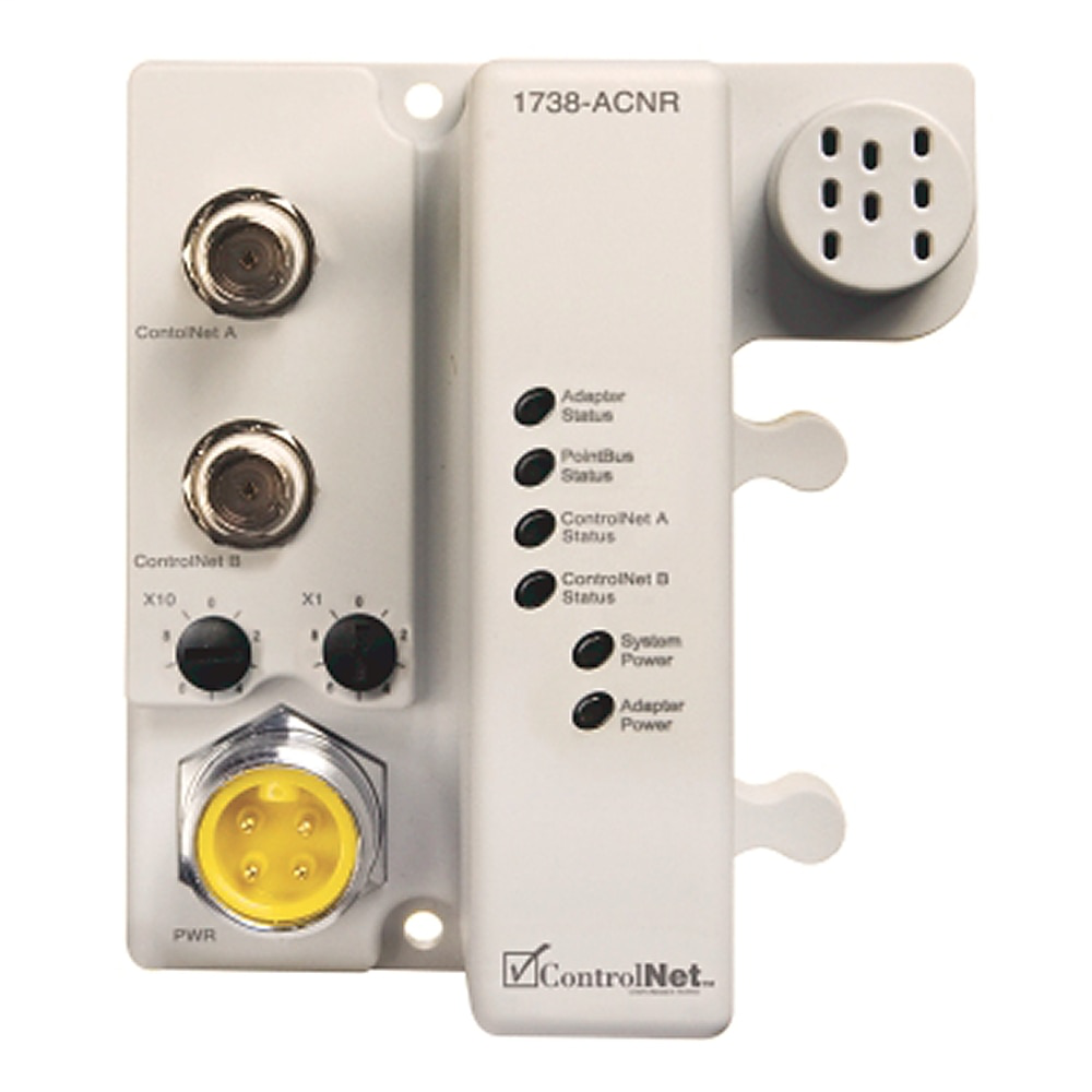 1738 ArmorPoint Communication Adaptor, ControlNet, TNC Connector, Input Voltage Range: 10-28V DC Field Side Power Requirements: 24 V DC (+20% = 28.8V DC) @ 425mA - 8.0W Power Consumption(W) at 24V: 8.0W Inrush Current: 6 A for 10ms Power Dissipation, Max.