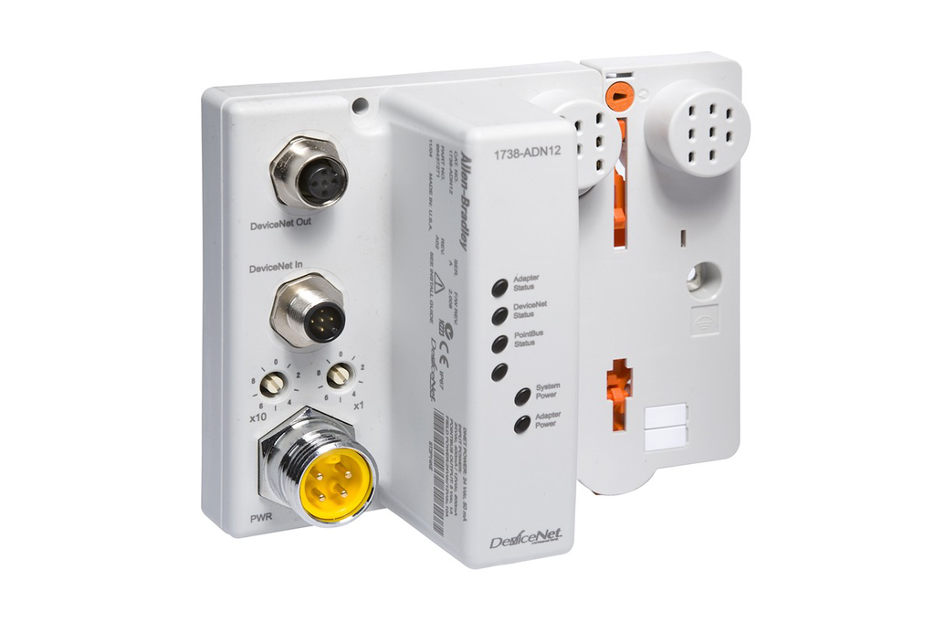 1738 ArmorPoint Communication Adaptor, DeviceNet, M12 Quick-Disconnect, Input Voltage Range: 10-28V DC Field Side Power Requirements: 24 V DC (+20% = 28.8V DC) @ 400mA -8.0W Power Consumption(W) at 24V: 8.0W Inrush Current: 6 A for 10ms Power Dissipation,