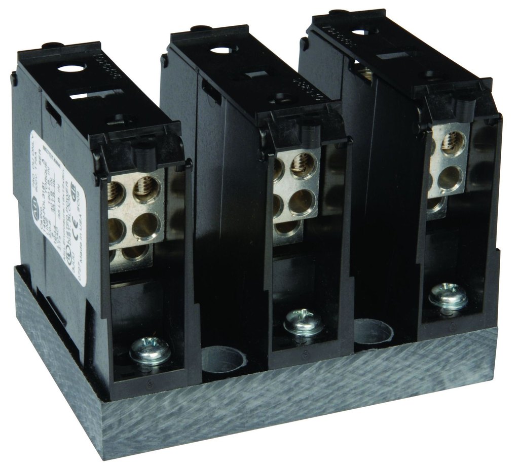 1492 Power Block, Feeder Spacing Power Distribution Block, 3-Pole,, 1 Opening Line Side, 6 Openings Load Side, 175 Amps