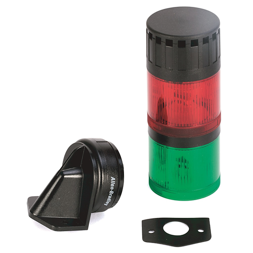 Pre-Assembled Ctl. Tower, Vertical Mount with Cap, Black Housing, 24V AC/DC Full Voltage, Green Steady LED, Red Steady LED