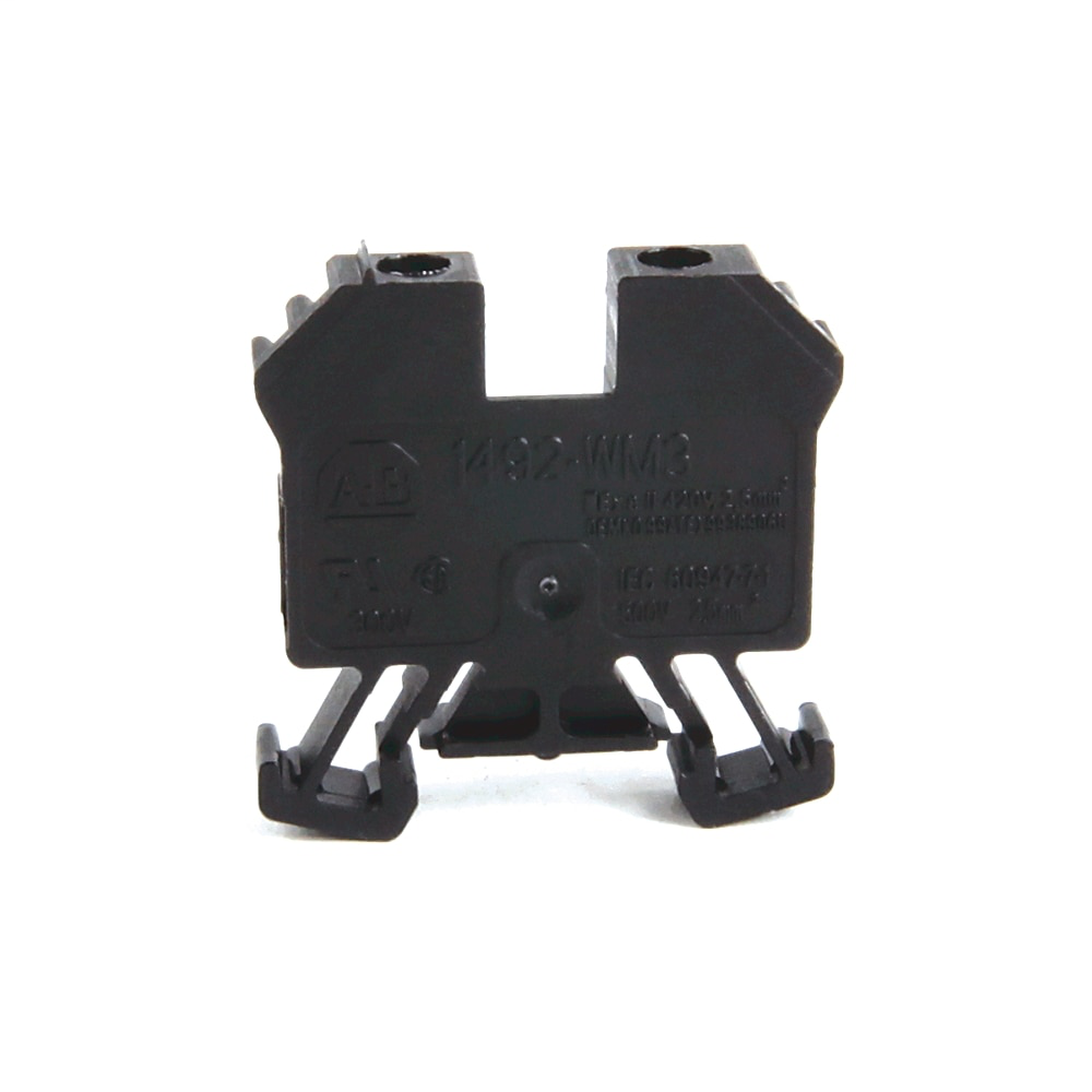 1492-W IEC Terminal Block, One-Circuit Mini Feed-Through Block, 2.5 mm (# 24 AWG - # 12 AWG), Standard Feedthrough, Brown,