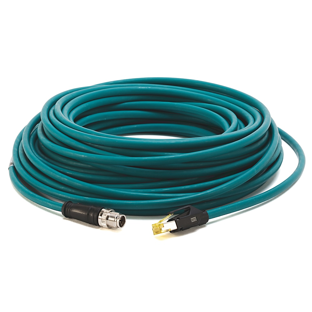 1585 Ethernet Cables, 8 Conductors, M12 X-CODE, Straight Male, Standard, RJ45, Straight Male, Teal PUR, Shielded, 1000BASE-T, 1000 Mbit/s, High Flex, PUR, Halogen Free, 10 million cycles