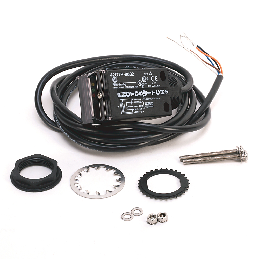 A-B 42GTR-9002-QD PHOTOEYE RECEIVER WITH TIMING 70-264VAC/DC SPDT NO/NC RELAY AND 5-PIN MINI A-B 42GTR-9002-QD PHOTOEYE RECEIVER WITH TIMING 70-264VAC/DC SPDT NO/NC RELAY AND 5-PIN MINI