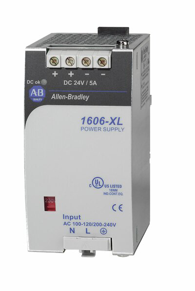 1606-XL120DR: Redundant Power Supply, 24V DC, 120 W, 120/230V AC / 210-375V DC Input Voltage