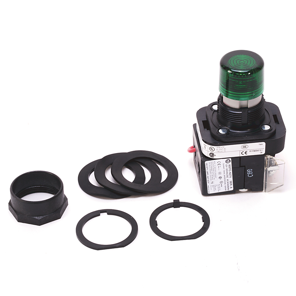 Allen-Bradley 800H-QRTH2G 30 mm Pilot Light with Test Allen-Bradley 800H-QRTH2G 30 mm Pilot Light with Test