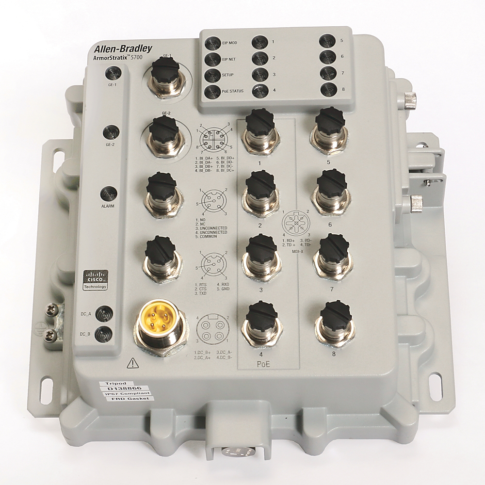 Allen Bradley 1783-ZMS4T4E2TGP Armorstratix 5700 10-Port Managed Switch Allen Bradley 1783-ZMS4T4E2TGP Armorstratix 5700 10-Port Managed Switch