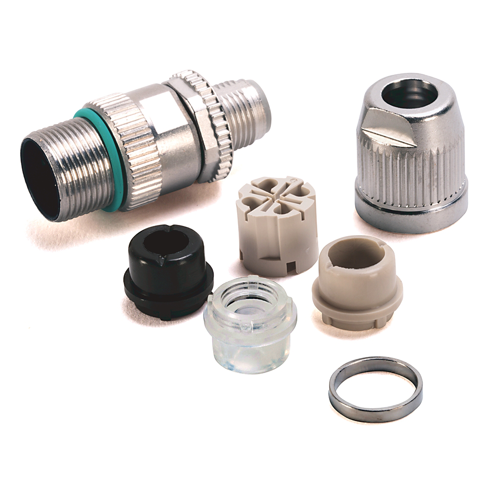 M12 IDC Connector, 4-pin, Straight Male, Shielded