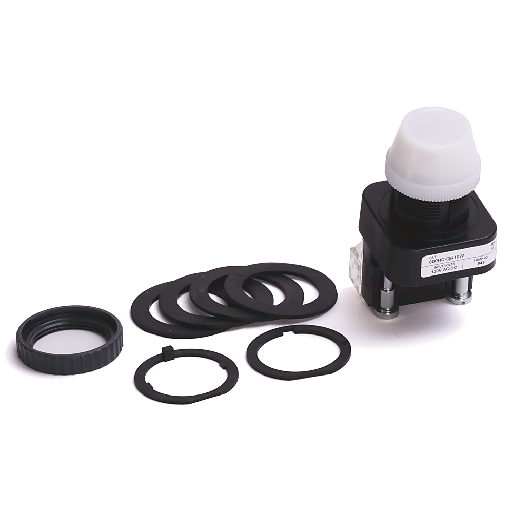 Allen Bradley 800HC-QRBH2W 30.5 mm NEMA 4/4X/13 12 to 130 VAC/VDC 1NO 1NC White LED Extended Illuminated Push Button Allen Bradley 800HC-QRBH2W 30.5 mm NEMA 4/4X/13 12 to 130 VAC/VDC 1NO 1NC White LED Extended Illuminated Push Button
