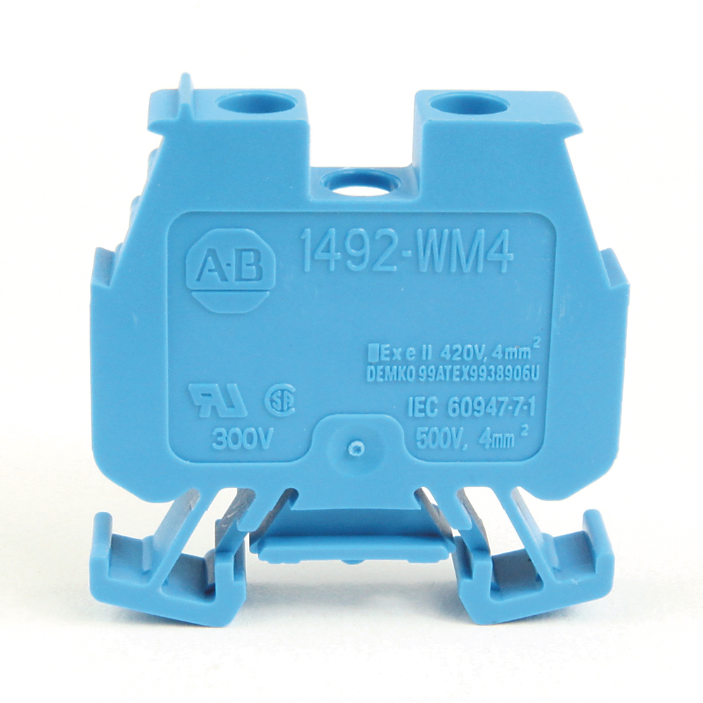 Allen-Bradley 1492-WM4-B IEC Blue One Circuit Miniature Feed-Through Terminal Block Allen-Bradley 1492-WM4-B IEC Blue One Circuit Miniature Feed-Through Terminal Block