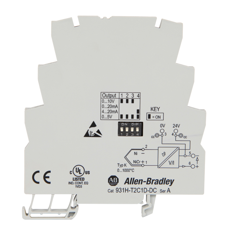 Allen Bradley 931H-T2C1D-DC Type K Thermocouple Signal Conditioner Allen Bradley 931H-T2C1D-DC Type K Thermocouple Signal Conditioner
