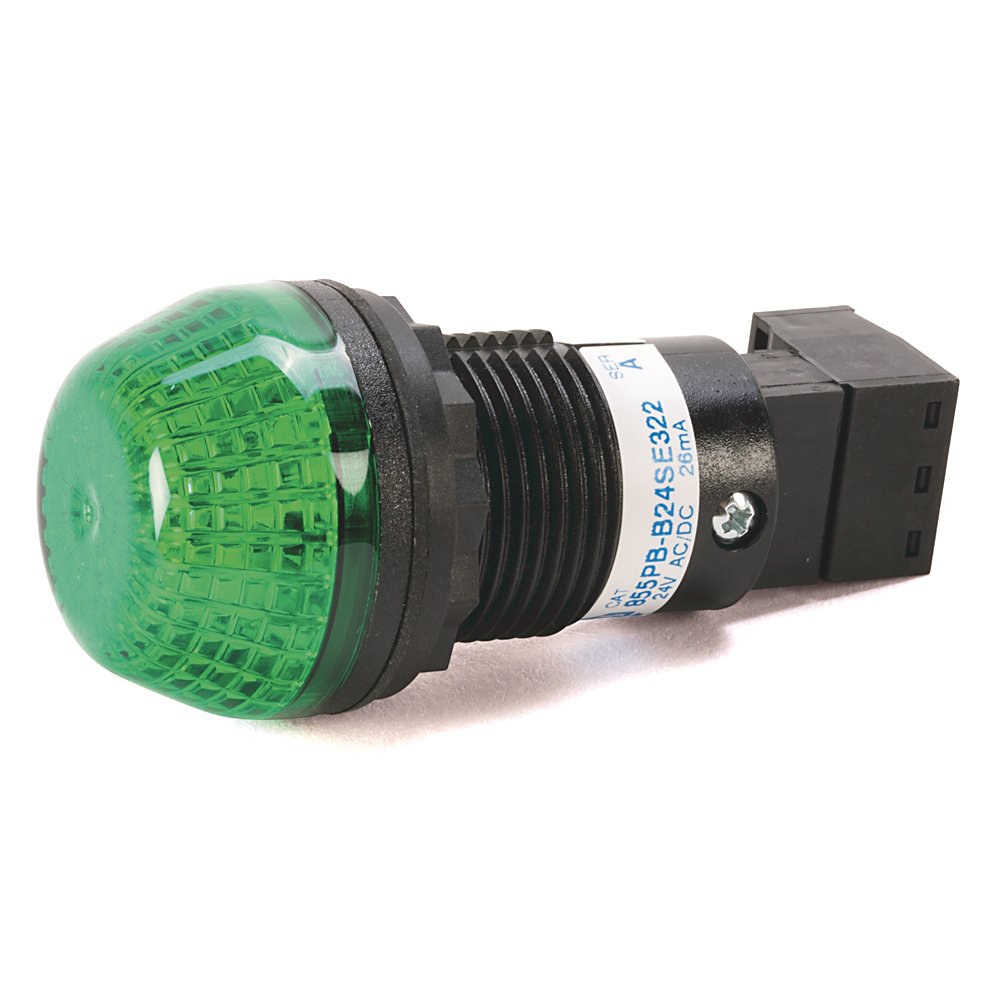 Allen-Bradley 855PB-B24SE822 AC/DC Panel Mount Selectable Steady or Flashing LED with 30 mm Yellow Lens Allen-Bradley 855PB-B24SE822 AC/DC Panel Mount Selectable Steady or Flashing LED with 30 mm Yellow Lens