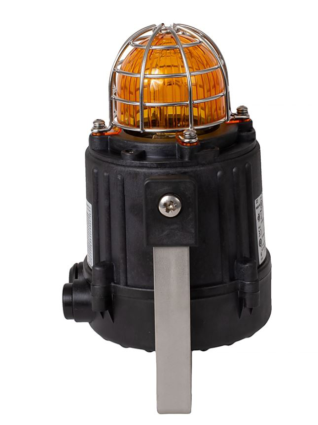 855XB Hazardous Location Beacon, Black, 1/2 Inch NPT/M20 Conduit Entrance, 120V AC 50/60Hz, Xenon, 10 J / 1 Hz, Amber