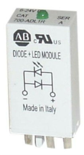 700-H General Purpose Accessories, Diode with LED Surge Suppressor, 6...24V DC (Pkg. Qty. 10), 700-ADL1 *For use with 700-HC .
