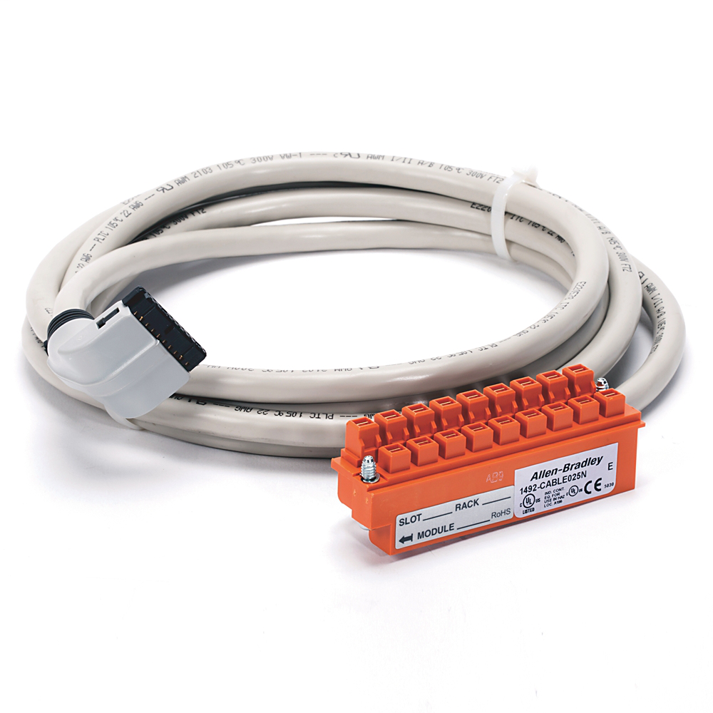 Allen-Bradley 1492-CABLE025N 2.5 m 300 Volt 22 AWG 20-Conductor Pre-Wired Digital Interface Cable Allen-Bradley 1492-CABLE025N 2.5 m 300 Volt 22 AWG 20-Conductor Pre-Wired Digital Interface Cable