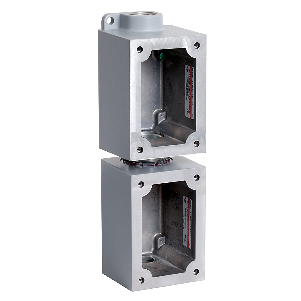 Allen Bradley 800H-2HYX7 2-Gang 1 Inch Feed-Through Push Button Enclosure Base Allen Bradley 800H-2HYX7 2-Gang 1 Inch Feed-Through Push Button Enclosure Base