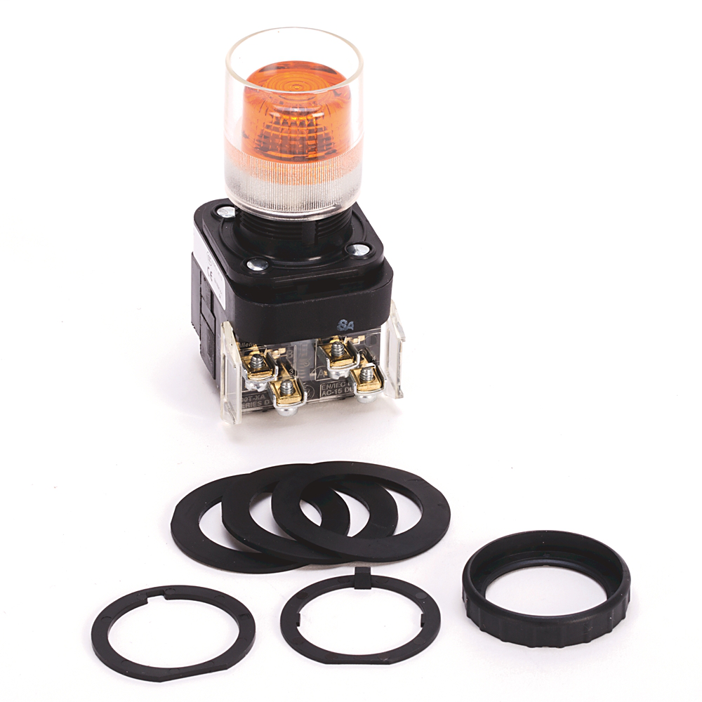 Allen-Bradley 800H-PRA16A Amber Plastic 30.5 mm Momentary Contact Illuminated Push Button Allen-Bradley 800H-PRA16A Amber Plastic 30.5 mm Momentary Contact Illuminated Push Button