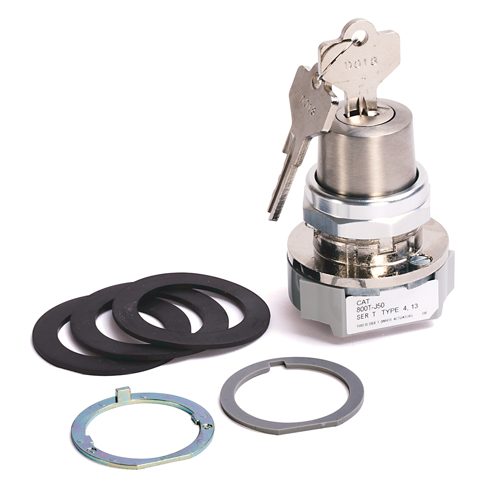 Allen-Bradley 800T-J50A 30.5 mm Type 4/13 3-Position Cylinder Lock Selector Switch Allen-Bradley 800T-J50A 30.5 mm Type 4/13 3-Position Cylinder Lock Selector Switch