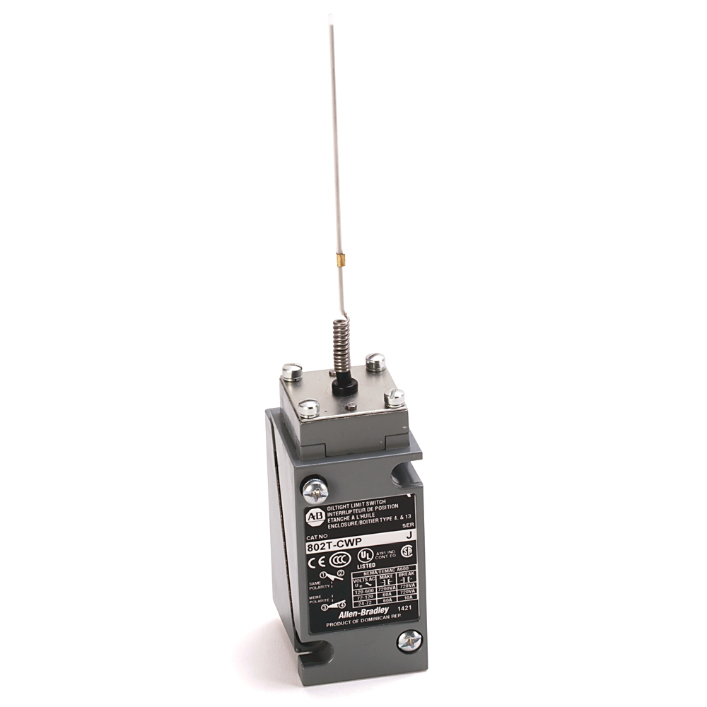 Allen-Bradley 802T-CWP1 NEMA Type 4/13 Oiltight Construction Plug-In Cat Whisker Wire 2 Circuit Head Only Limit Switch Allen-Bradley 802T-CWP1 NEMA Type 4/13 Oiltight Construction Plug-In Cat Whisker Wire 2 Circuit Head Only Limit Switch