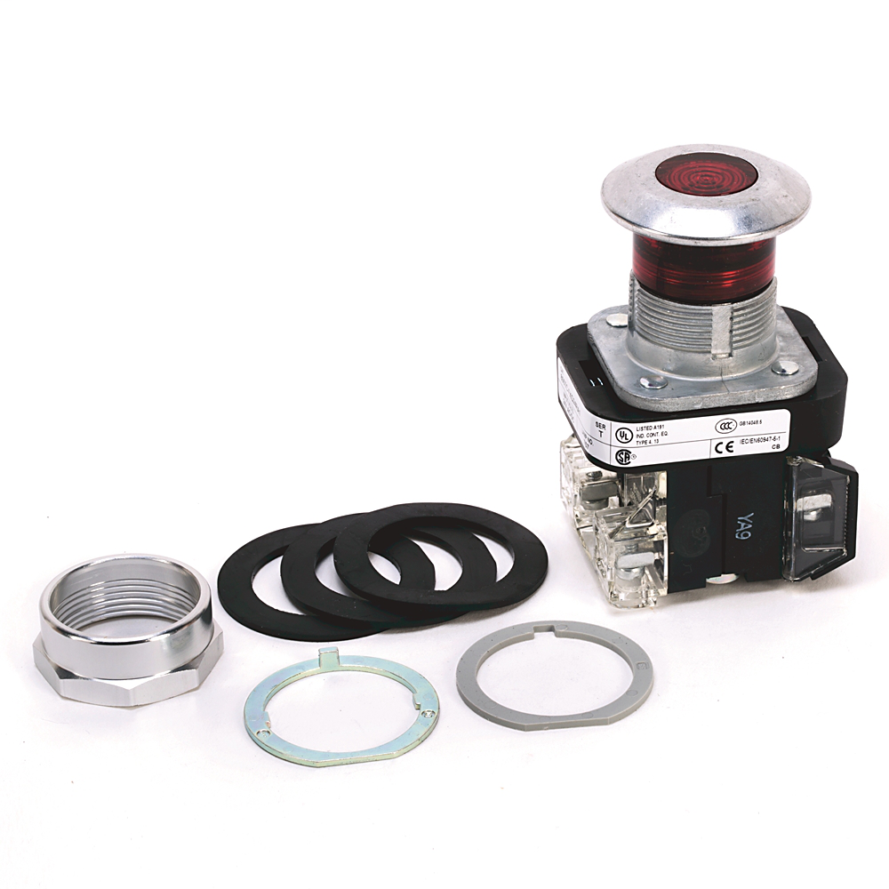 Allen-Bradley 800TC-FXQ24RA5 Red Mushroom Head Push-Pull Illuminated 30.5mm Type 4/13 2-Position Button Allen-Bradley 800TC-FXQ24RA5 Red Mushroom Head Push-Pull Illuminated 30.5mm Type 4/13 2-Position Button