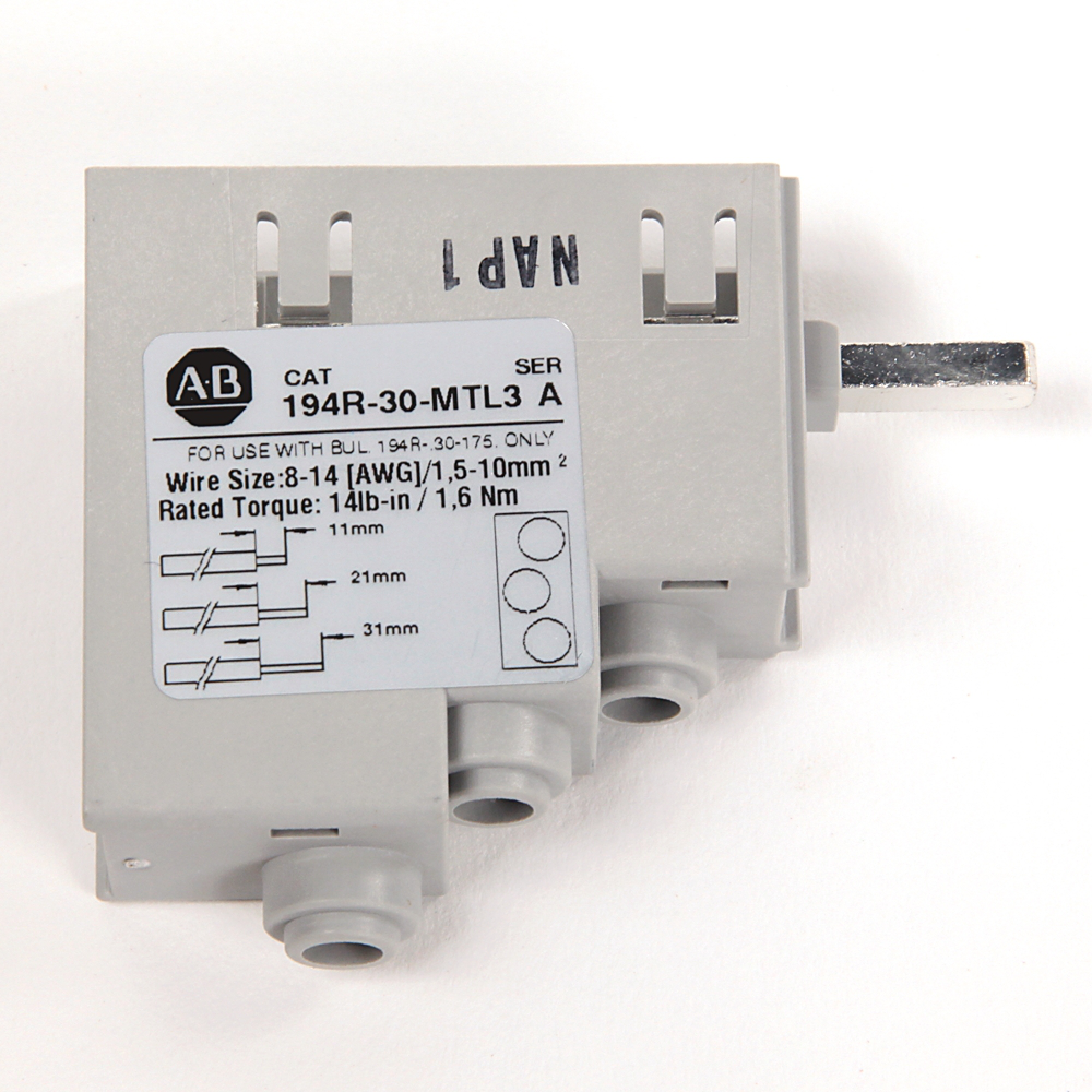 Allen-Bradley 194R-30-MTL3 30 Amp 3 AWG/6 AWG Wire Multi-Tap Lug Allen-Bradley 194R-30-MTL3 30 Amp 3 AWG/6 AWG Wire Multi-Tap Lug
