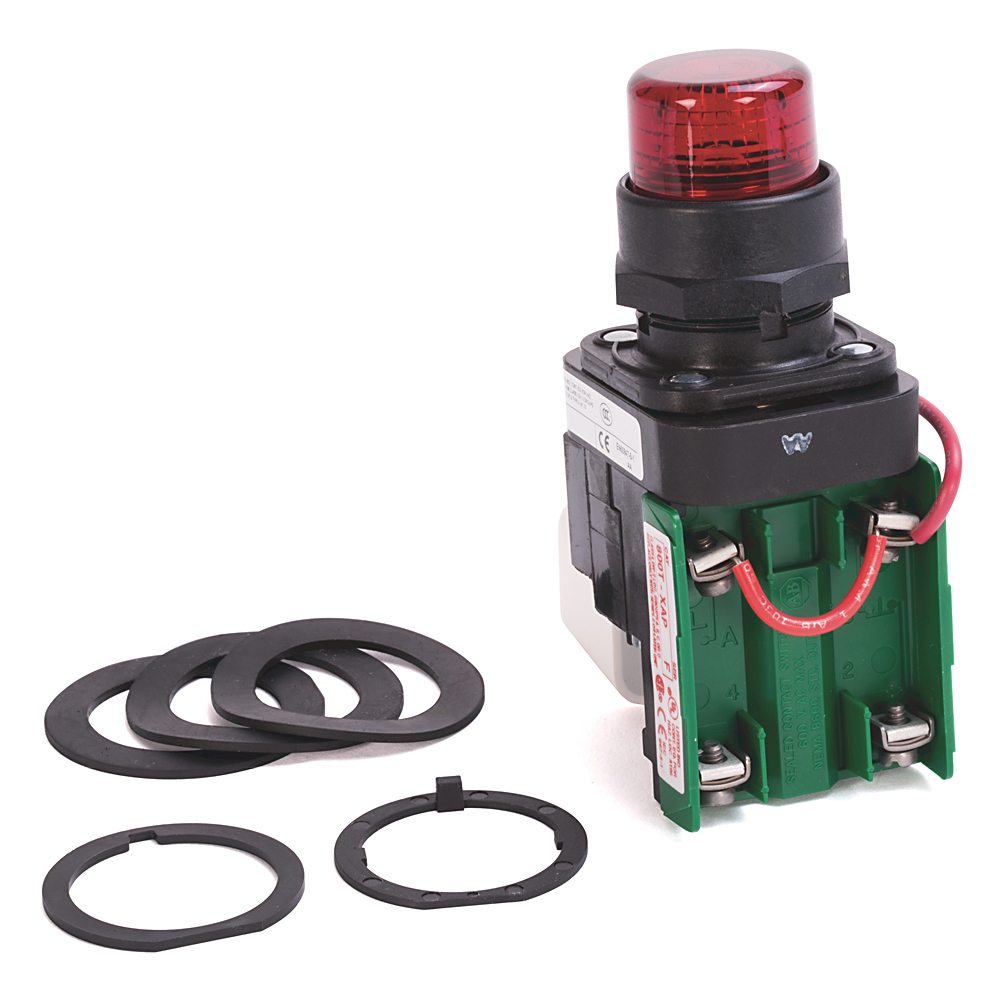 Allen-Bradley 800H-PRT16RAP Red Plastic 30.5 mm Transformer Push-To-Test Pilot Light Allen-Bradley 800H-PRT16RAP Red Plastic 30.5 mm Transformer Push-To-Test Pilot Light