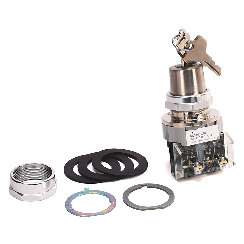 Allen-Bradley 800T-H3119A 30.5 mm Type 4/13 2-Position Maintained 1 NO - 1 NC Cylinder Lock Selector Switch Allen-Bradley 800T-H3119A 30.5 mm Type 4/13 2-Position Maintained 1 NO - 1 NC Cylinder Lock Selector Switch