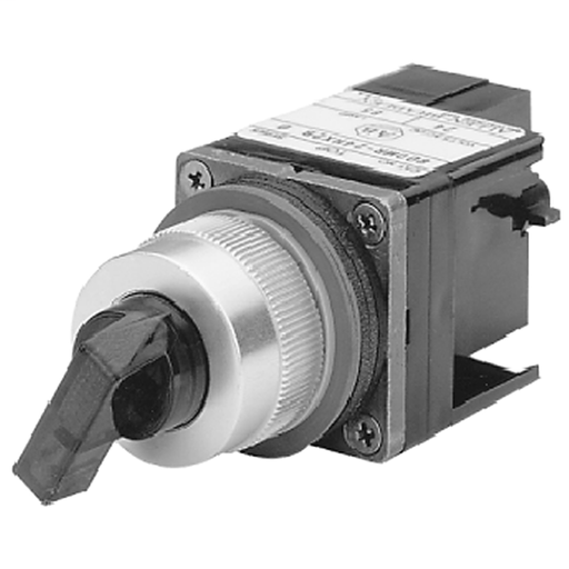 800MR 2-Position Knob/Lever Type Selector Switch Units, Illuminated, Transformer, 120V AC 50/60 Hz, 2-Position, Standard Knob Red, Incandescent, Maintained, B Cam, 1 N.O. - 1 N.C., Large Screw