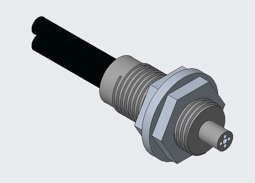 43P Plastic Fiber Optic Cables, Diffuse (Bifurcated), Threaded, M6 X 0.75 & Ø 2.5 mm, Stainless Steel, Coaxial - 1 X 0.75 mm and 4 X 0.25 mm, Polyethylene, -30°C to +70°C, 2 m (78 in.) cable, 2.2 mm Aperture Amplifier, R1, M1