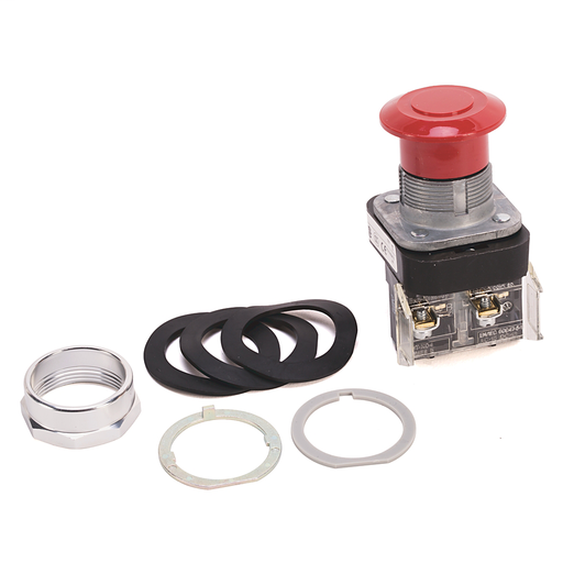 30.5mm Type 4/13 2 Pos. PB-Non-Illum., Mushroom Hd (Push-Pull), Red, 1 NC