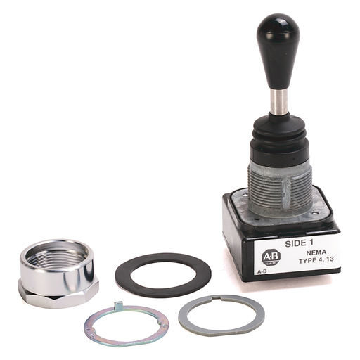 30.5mm Type 4/13 Toggle Switch, Four Way Toggle, Up&Left&Right&Down-Spring Rtn, No Contacts, No Contacts, No Contacts