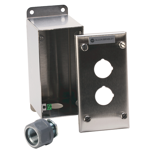 800R Pushbutton Station, Standard, 2 Push Buttons or 2 Push Buttons with 1 Pilot Light,Bulletin 800H Units, NEMA Type 4/4X/13 Bootless, Rosite Glass Polyester, No Legend, No Pilot Lights
