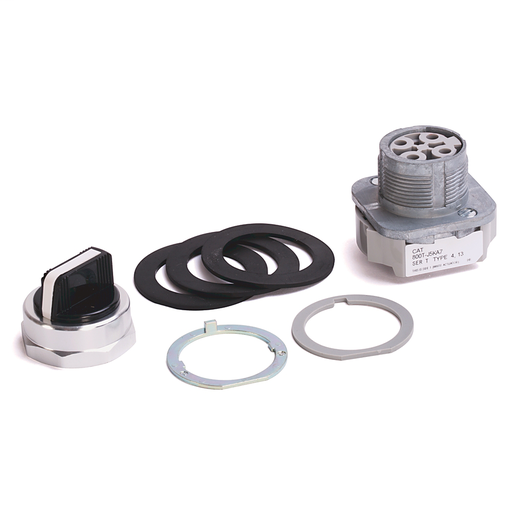 800T 3 Position, Knob/Wing Lever,, White, Std. Knob Spring Rtn fr/ Right, Cam and Contact Blocks, 3 Position
