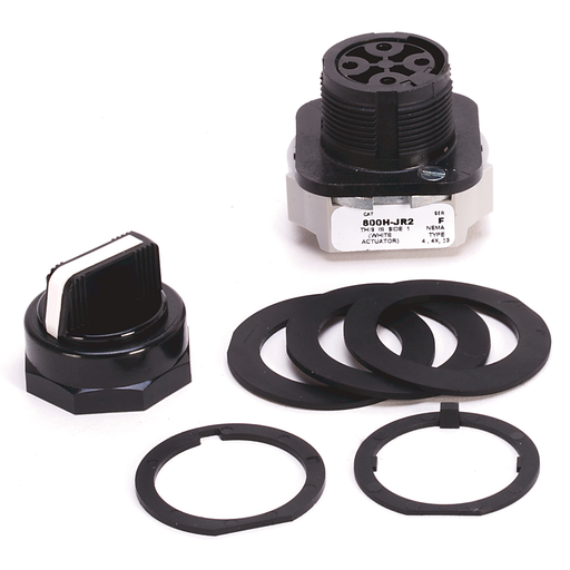 800H 3 Position Selector Switch, White, Std. Knob Spring Rtn fr/ Both, 3 Position, Cam and Contact Blocks, Code R for 800H, No