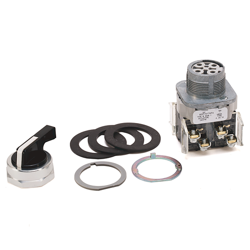 800T 4 Position, Knob/Wing Lever,, White, Knob Lever Spring Rtn P1-P2, Cam and Contact Blocks, 4 Position