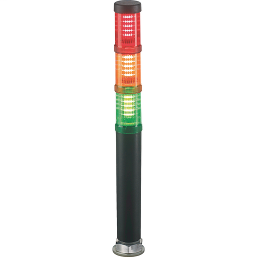 Compact Tower Light, 30 mm, Metric (M20) Threaded Tube For Direct Mount, 0cm, No Network Option, Stranded Cable, 2 meter, Yellow Jacket, Black, 24V AC/DC, Green Steady LED, Red Steady LED, No Module, No Module, No Module