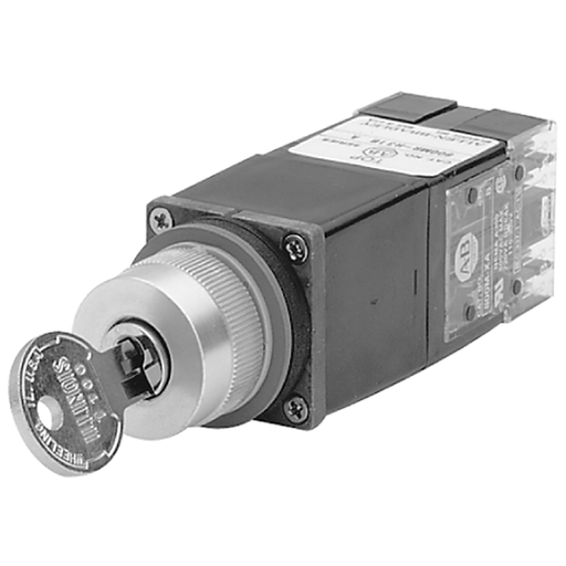 800MR 2-Position Selector Switch Units, Non-Illuminated, 2-Position Cylinder Lock,, Lock in LeftStandard T100 Key Code, B Cam, No Contacts