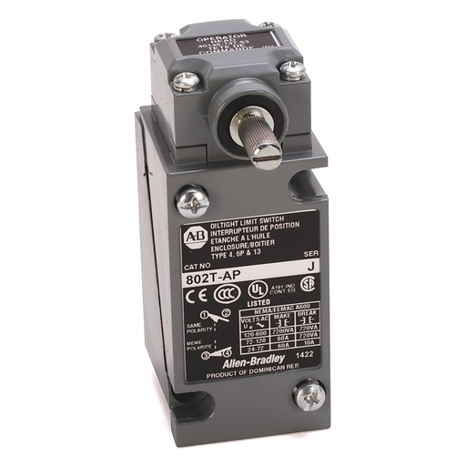 Limit Switch, NEMA Type 4 and 13 Oiltight Construction, Plug-In, Lever Type, Spring Return, High Operating Torque, 4-Circuit, CW and CCW operation, Head Only