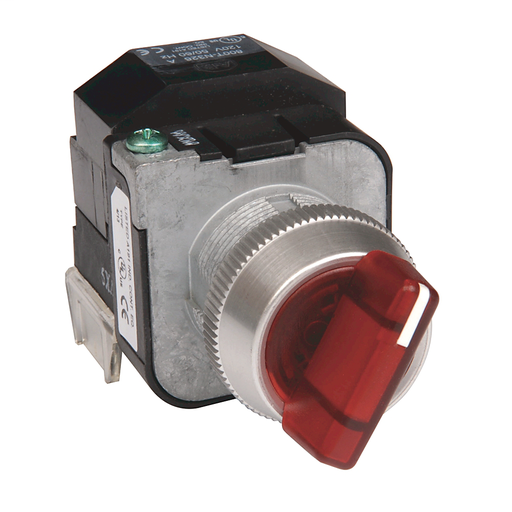 30.5mm Type 4/13 Sel. Switch-Illum., 3 Pos.Transformer, 120V AC 50/60 Hz, Amber, Std. Knob Maint.
