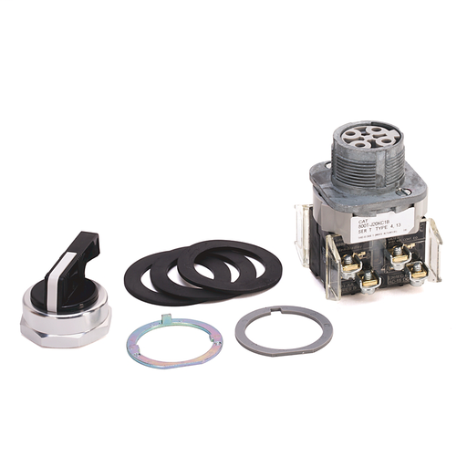 800T 3 Position, Knob/Wing Lever,, White, Knob Lever Spring Rtn fr/ Both, Cam and Contact Blocks, 3 Position