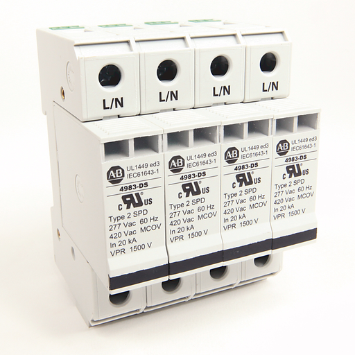 4983 Surge and Filter Protection, Din Rail Mount, UL 1449, 277/480V AC, 80kA, 4 Pole Configuration