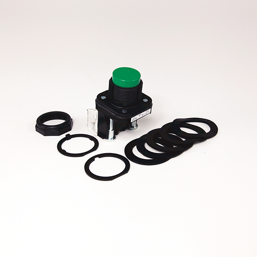 30.5mm Type 4/4X/13 Mom. Contact PB, Non-Illum., Green, Extended Hd, 1 NO-1 NC