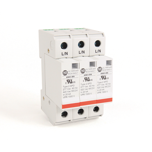 4983 Surge and Filter Protection, Din Rail Mount, UL 1449, 277/480V AC, 40kA, 3 Pole Configuration