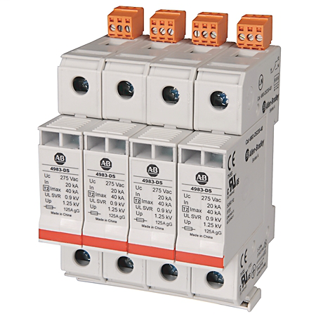 4983 Surge and Filter Protection, Din Rail Mount, UL 1449, 120V, 40kA, 1 Pole Configuration