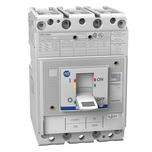 140G - Molded Case Circuit Breaker, HC frame (current limiting), 65 kA, T/M - Thermal Magnetic, 3 Poles, Rated Current 25 A