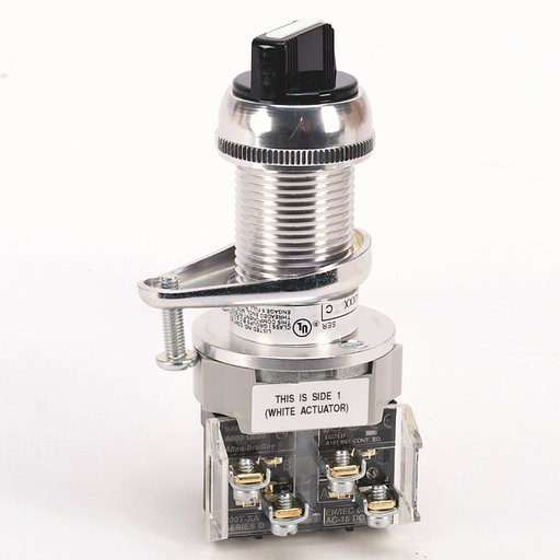 Hazardous Location Type 7&9 2 Pos. Sel. Switch-Non-Illum., Standard Barrel Length, White (Knob) / Gray (Metal Wing), Std. Knob Maint., 1 NO